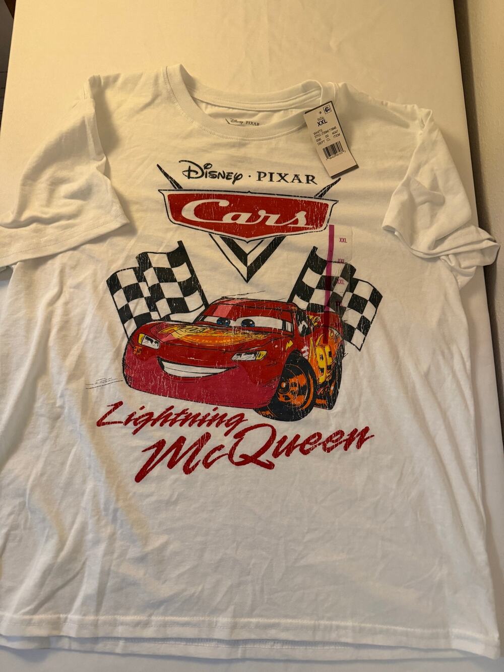 Disney Pixar Cars Women’s XXL Lightning McQueen Graphic T-Shirt White NWT